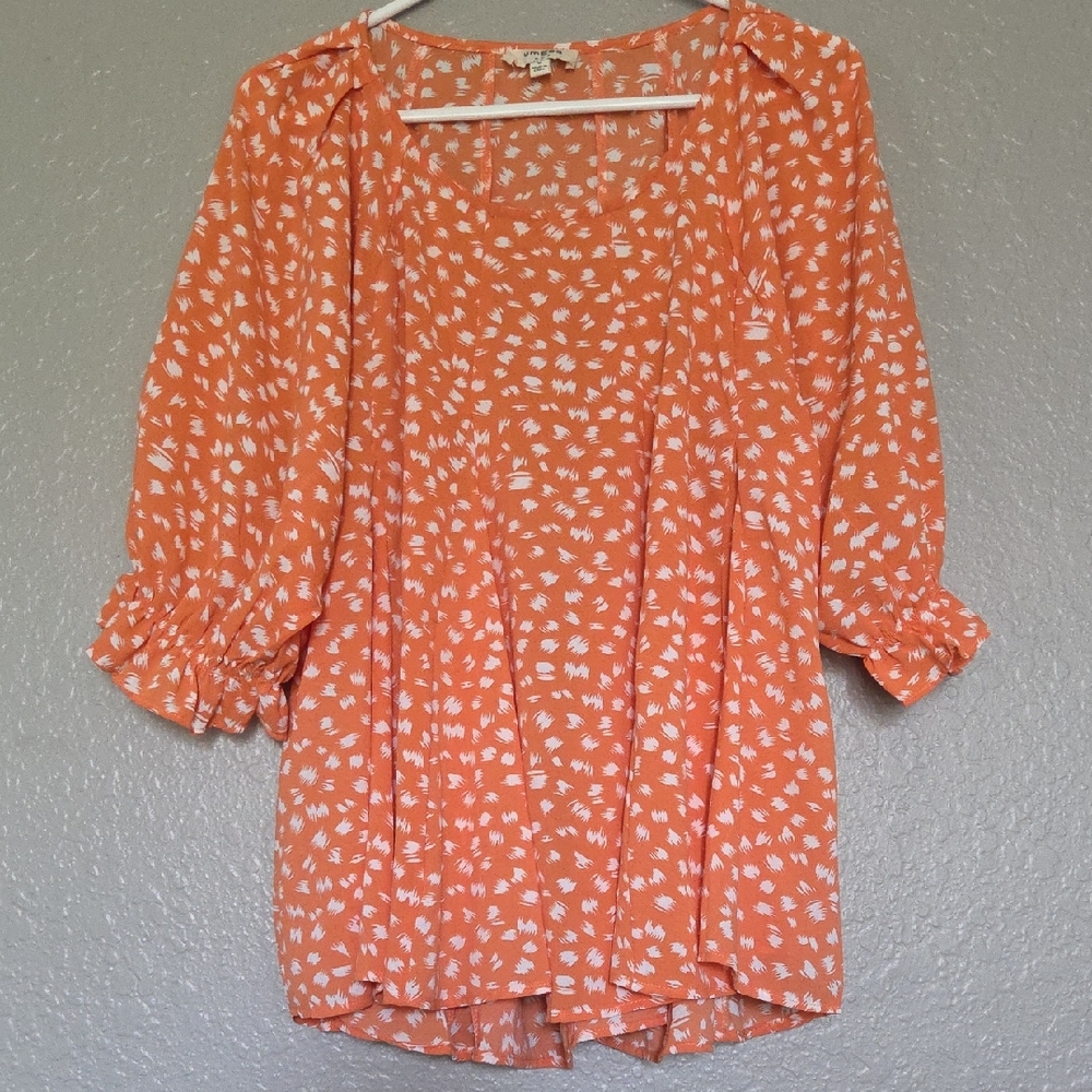 🥳bundle 3 For $15🥳 Umgee Peach Orange Printed Oversized Blouse